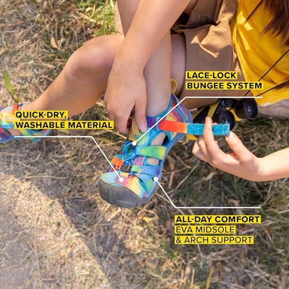 KEEN Closed Toe Sandal, Vivid Blue/Original Tie Dye Unisex Big Kids Size US 5 - Picture 11 of 11